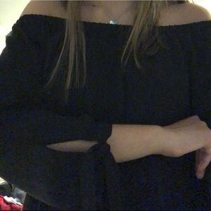 Off the shoulder black long sleeve top